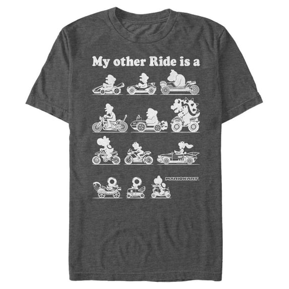 Men's Nintendo My Other Ride is Mario Kart Graphic Tee Charcoal Heather X Large