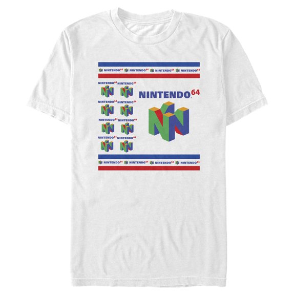 Men's Nintendo N64 Logo Scramble Graphic Tee White 3X Large
