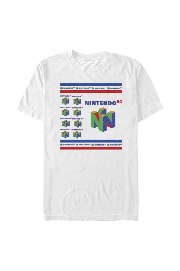 Men's Nintendo N64 Logo Scramble  Graphic Tee White Large