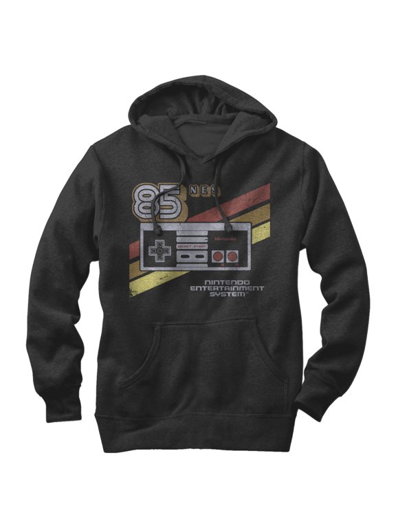 Men's Nintendo NES 85 Controller Pull Over Hoodie Black Large
