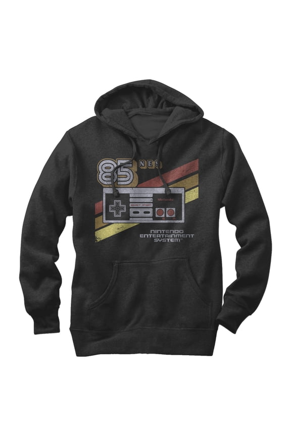 Men's Nintendo NES 85 Controller Pull Over Hoodie Black Large
