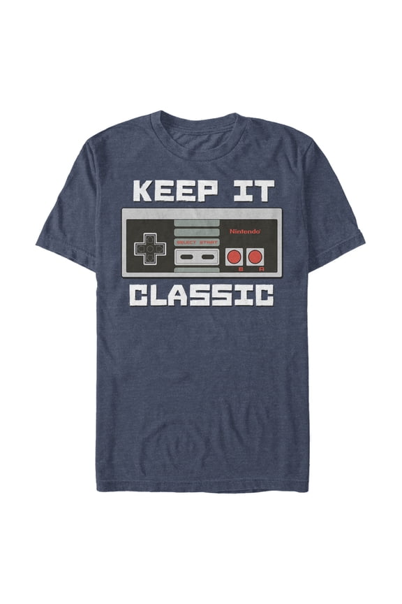 Men's Nintendo NES Classic Controller Graphic Tee Navy Blue Heather Large