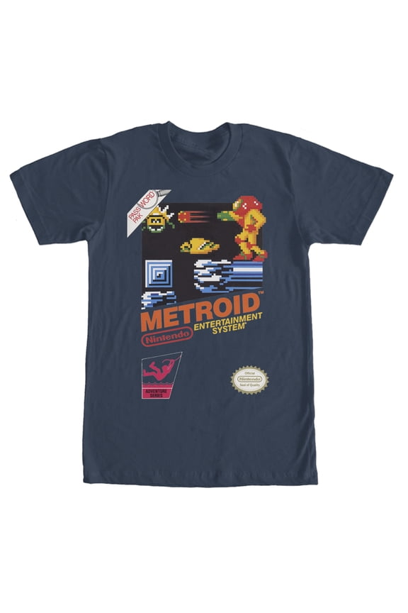 Men's Nintendo NES Classic Metroid Graphic Tee Navy Blue Medium