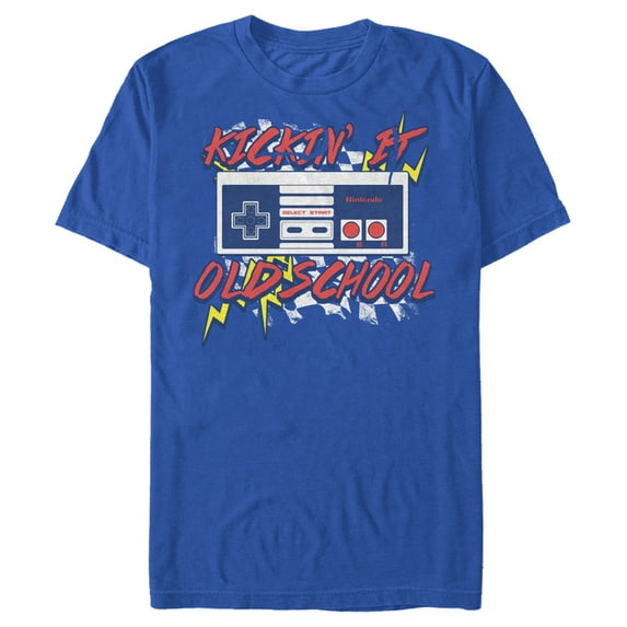 Men's Nintendo NES Controller Kickin' It Old School Graphic Tee Royal Blue 3X Large