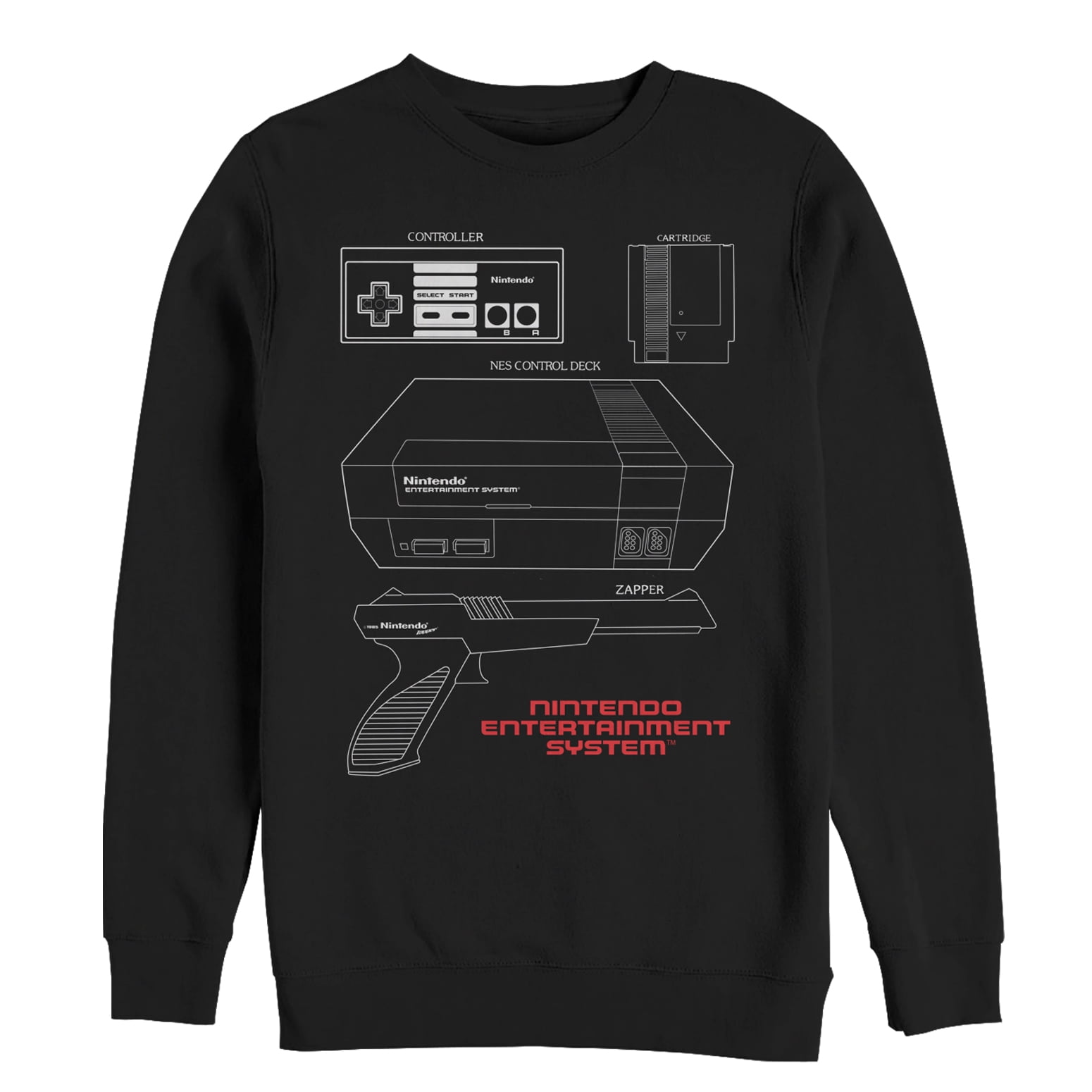 Men's Nintendo NES Controller Part Sweatshirt Black Small - Walmart.com