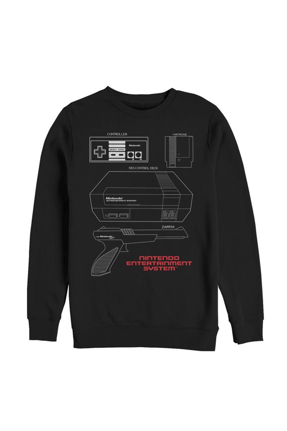 Men's Nintendo NES Controller Part  Sweatshirt Black Small