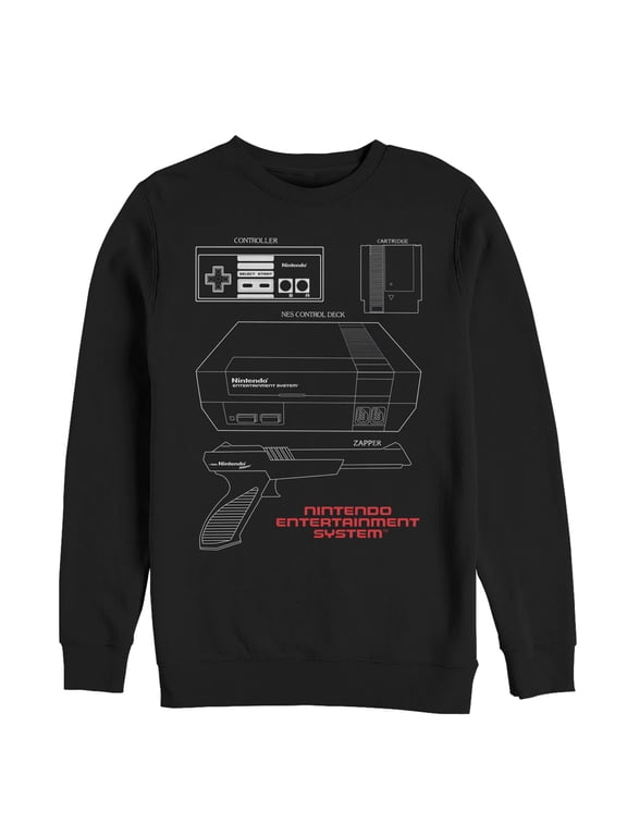 Men's Nintendo NES Controller Part Sweatshirt Black X Large
