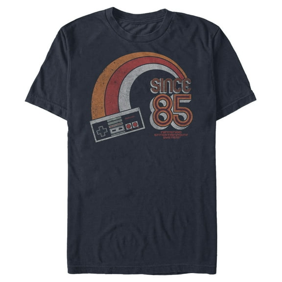 Men's Nintendo NES Controller Rainbow Graphic Tee Navy Blue 2X Large