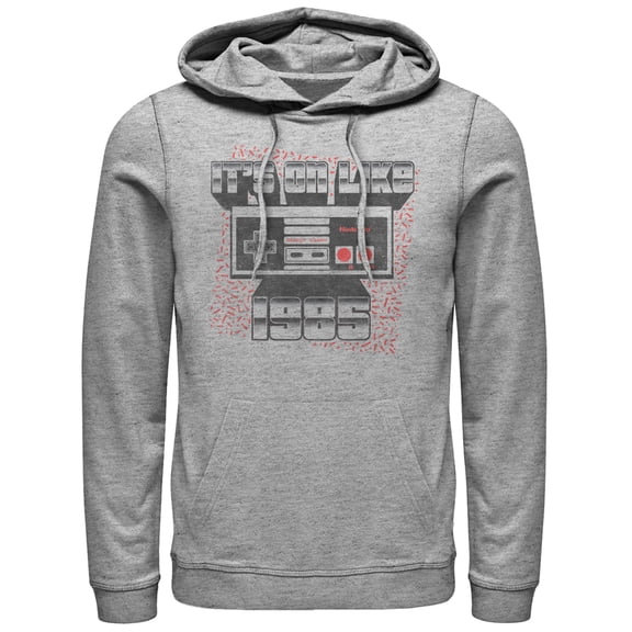 Men's Nintendo NES Controller on Like 1985 Pull Over Hoodie Athletic Heather 3X Large