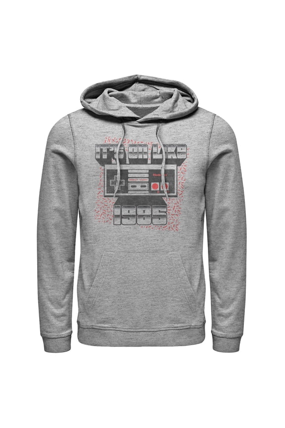 Men's Nintendo NES Controller on Like 1985 Pull Over Hoodie Athletic Heather 3X Large