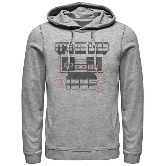 Men's Nintendo NES Controller on Like 1985 Pull Over Hoodie Athletic Heather Large