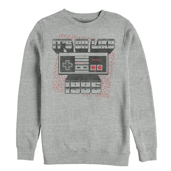 Men's Nintendo NES Controller on Like 1985 Sweatshirt Athletic Heather X Large