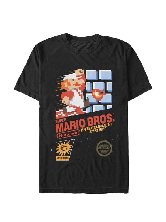 Men's Nintendo NES Super Mario Bros Graphic Tee Black Medium
