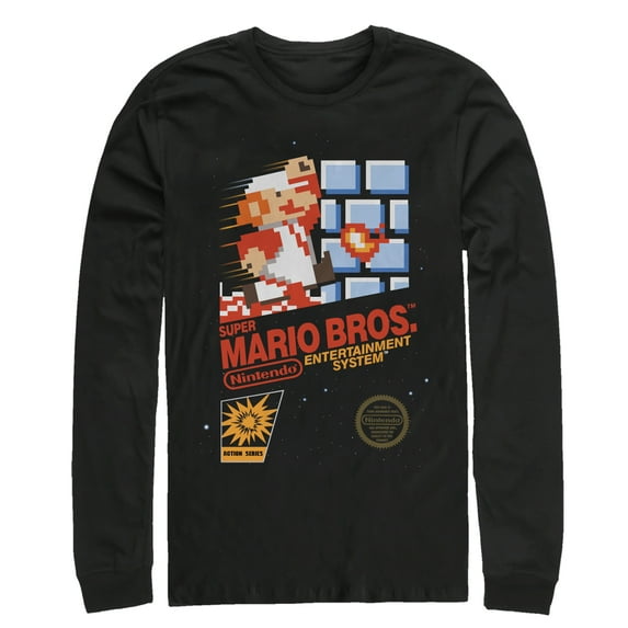 Men's Nintendo NES Super Mario Bros Long Sleeve Shirt Black Medium