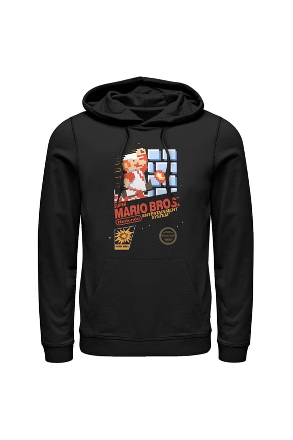 Men's Nintendo NES Super Mario Bros Pull Over Hoodie Black X Large