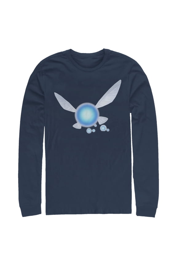 Men's Nintendo Navi Portrait Long Sleeve Shirt Navy Blue 2X Large