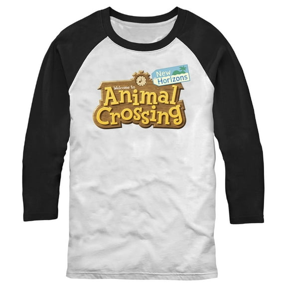 Men's Nintendo New Horizons Logo  Baseball Graphic Tee White/Black 2X Large