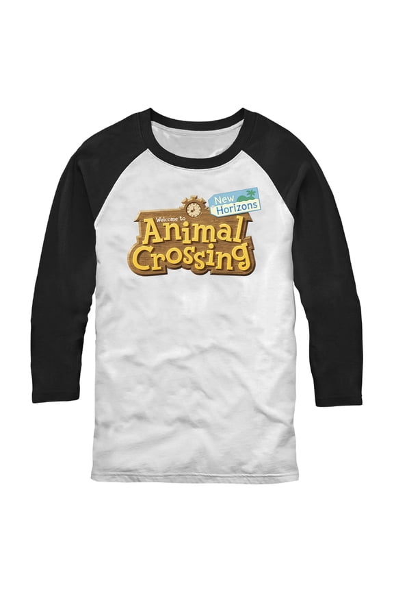 Men's Nintendo New Horizons Logo  Baseball Graphic Tee White/Black X Large