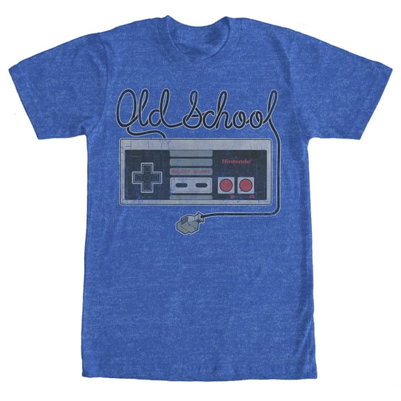 Men's Nintendo Old School NES Controller  Graphic Tee Royal Blue Heather X Large