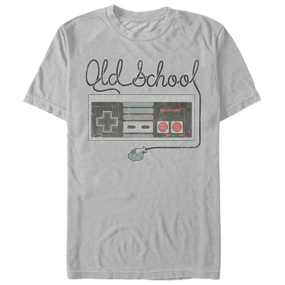 Men's Nintendo Old School NES Controller Graphic Tee Silver Small