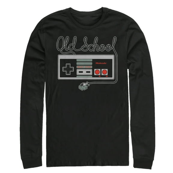 Men's Nintendo Old School NES Controller  Long Sleeve Shirt Black Medium