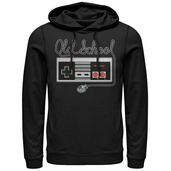 Men's Nintendo Old School NES Controller  Pull Over Hoodie Black Small