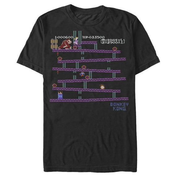 Men's Nintendo Original Donkey Kong Gameplay Graphic Tee Black 3X Large