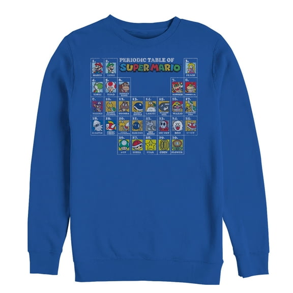 Men's Nintendo Periodic Table of Super Mario  Sweatshirt Royal Blue Small