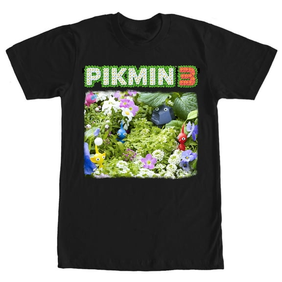 Men's Nintendo Pikmin Flowers  Graphic Tee Black Large