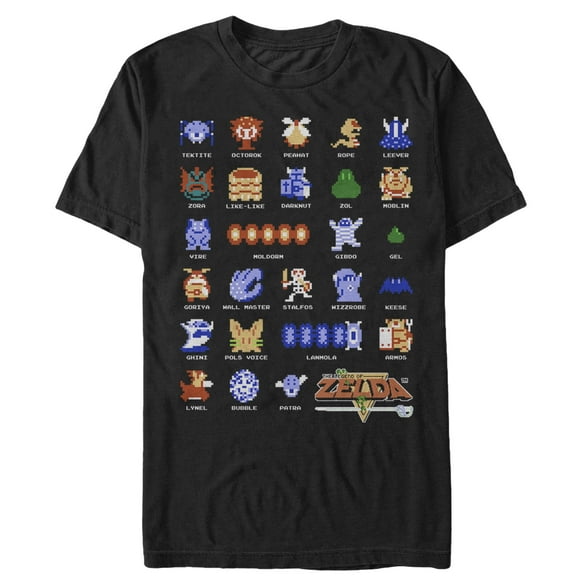 Men's Nintendo Pixelated Legend of Zelda Enemies  Graphic Tee Black Medium
