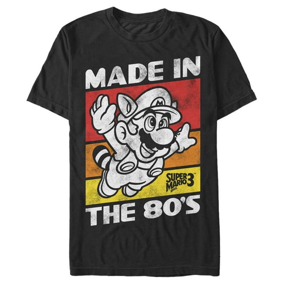 Men's Nintendo Raccoon Mario Made in the 80's Graphic Tee Black 3X Big Tall