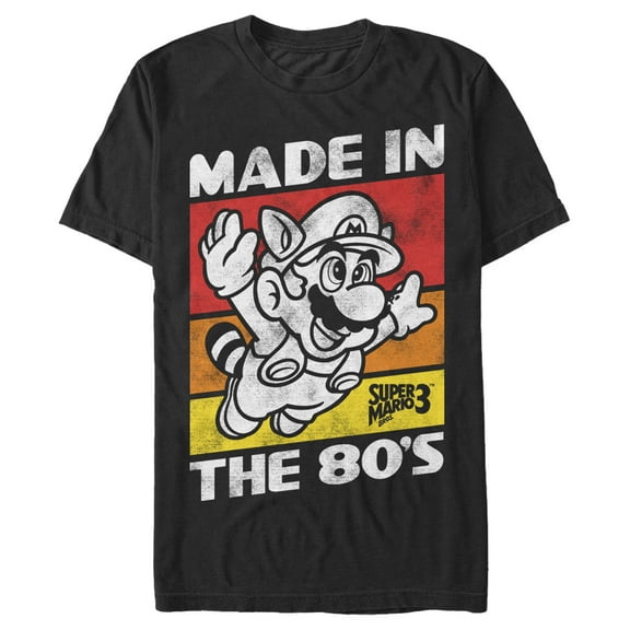 Men's Nintendo Raccoon Mario Made in the 80's  Graphic Tee Black X Large
