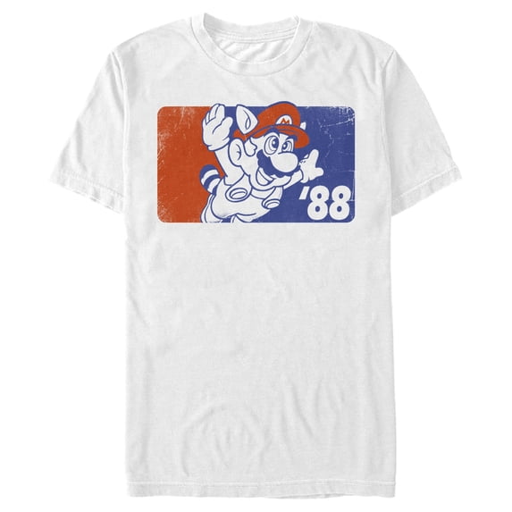 Men's Nintendo Racoon Mario 1988 Graphic Tee White Medium