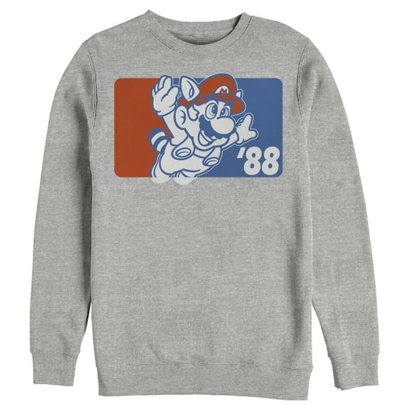 Men's Nintendo Racoon Mario 1988 Sweatshirt Athletic Heather Small