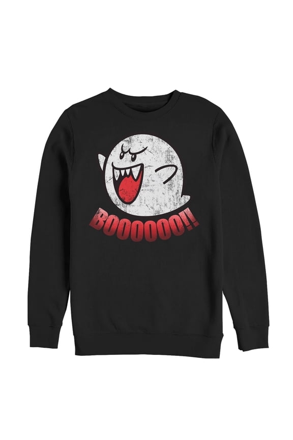 Men's Nintendo Retro Boo Ghost  Sweatshirt Black Small