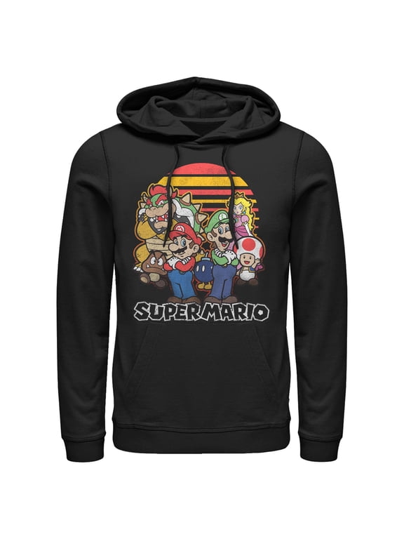 Men's Nintendo Retro Group Shot Distressed Pull Over Hoodie