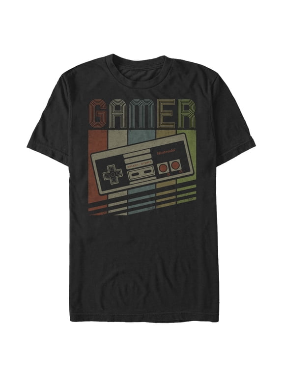 Men's Nintendo Retro NES Gamer Controller Graphic Tee Black Medium