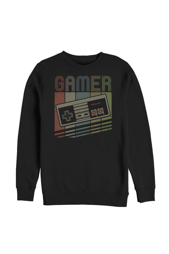 Men's Nintendo Retro NES Gamer Controller Sweatshirt Black Large