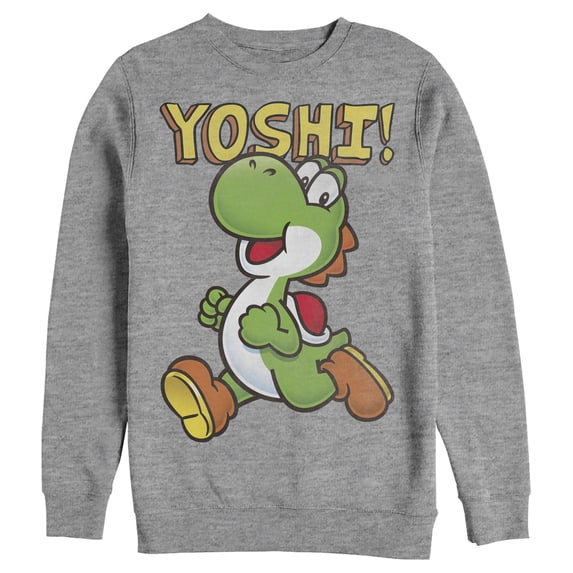 Men's Nintendo Running Yoshi Sweatshirt Athletic Heather Large