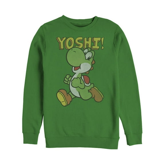 Men's Nintendo Running Yoshi Sweatshirt Kelly Green Large
