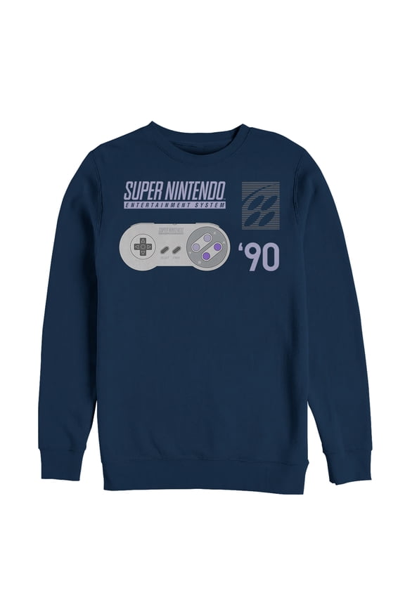 Men's Nintendo SNES Controller '90 Sweatshirt Navy Blue Small