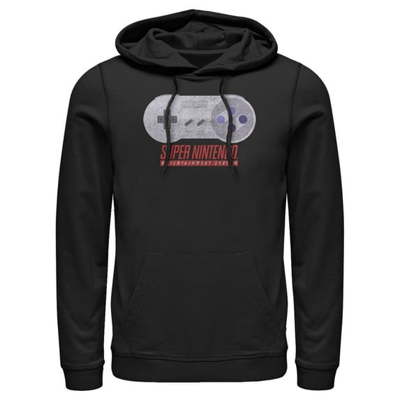 Men's Nintendo SNES Controller Pull Over Hoodie Black 2X Large