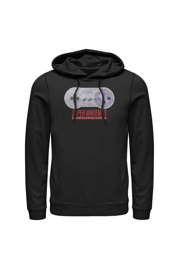 Men's Nintendo SNES Controller  Pull Over Hoodie Black 2X Large