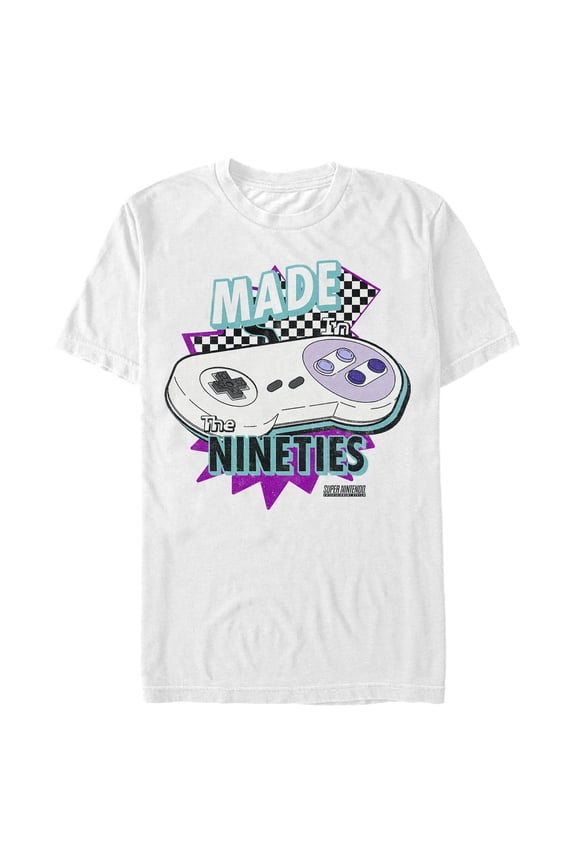 Men's Nintendo SNES Controller Retro 90's  Graphic Tee White Medium