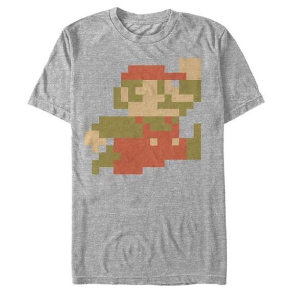 Men's Nintendo Small Mario Pixelated Graphic Tee Athletic Heather Small