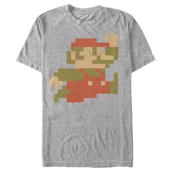 Men's Nintendo Small Mario Pixelated  Graphic Tee Athletic Heather X Large
