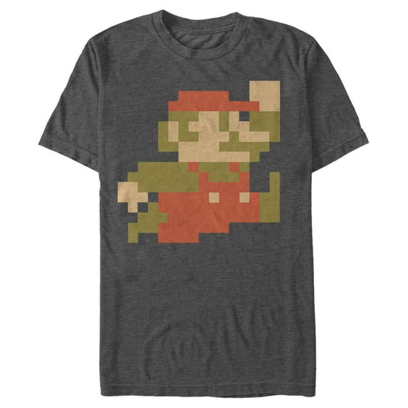 Men's Nintendo Small Mario Pixelated Graphic Tee Charcoal Heather Small
