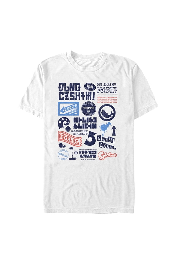 Men's Nintendo Splat Logos Distressed  Graphic T-Shirt