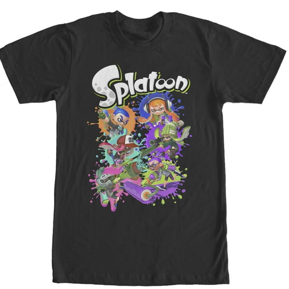 Men's Nintendo Splatoon Ink Splatter  Graphic Tee Black Large