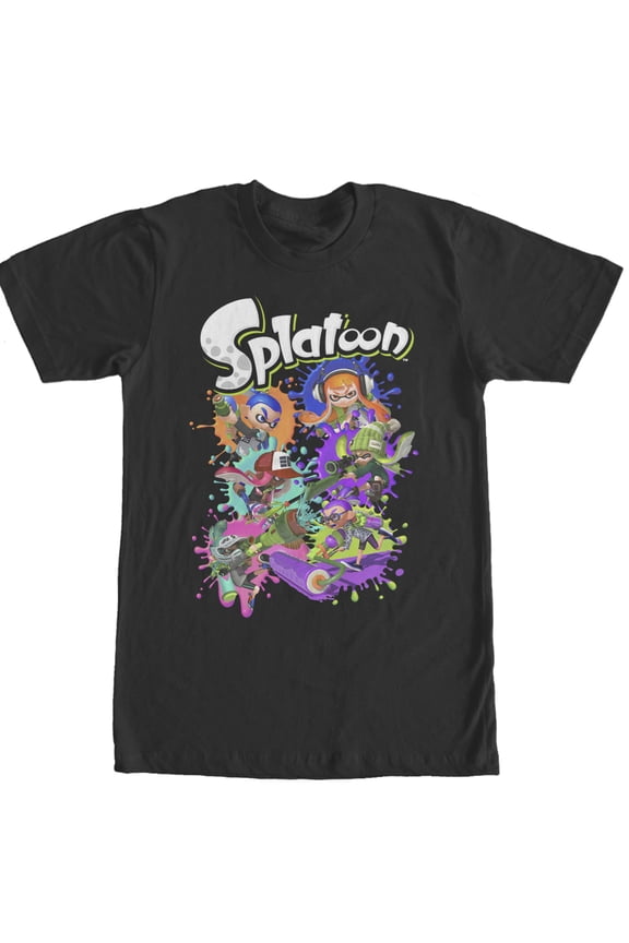 Men's Nintendo Splatoon Ink Splatter  Graphic Tee Black Large